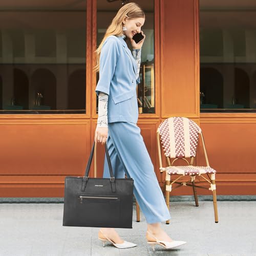 Maelstrom Leather Tote Bag, Laptop Bag for Women, Waterproof Briefcase with Clutch Bag, Work Handbags 15.6 Inch Computer