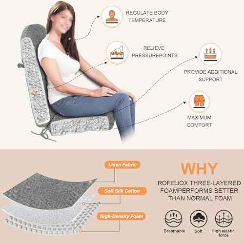 Rocking Chair Cushion - Chenille Fabric, High-Density Sponge, Durable Comfort Double-Sided Tufted Seat Pads with Ties, Chenille?Pearl Light Grey, 44x19x4 inch