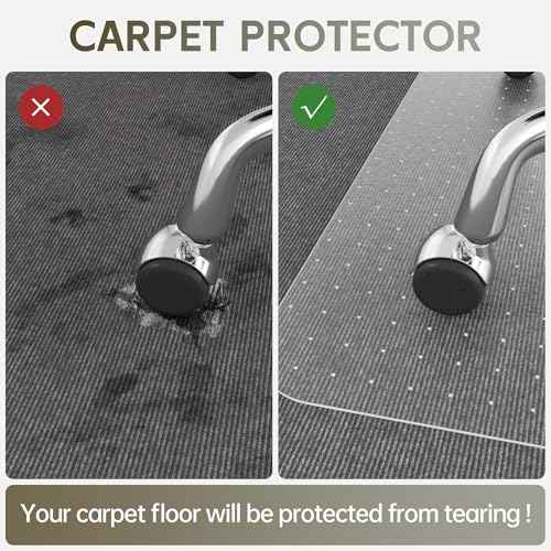 Office Chair Mat for Carpet Floor, 0.1" Thick 55" x 36" Heavy Duty Computer Chair Mats for Low Pile Carpet, Transparent Carpet Protector Floor Mats for Home (Rectangular)