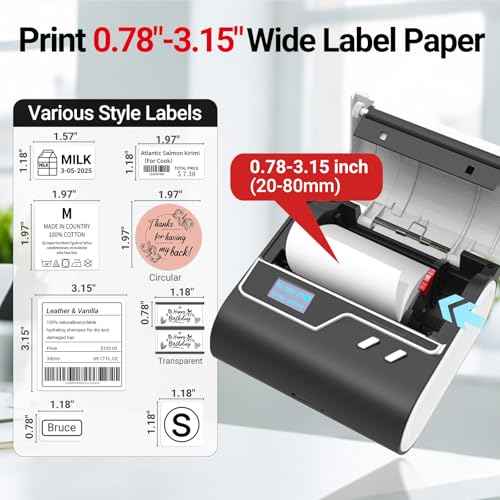 ORGBRO Z3 Label Maker Machine with Tape, 2-3 Inch Bluetooth Thermal Label Printer, Portable Sticker Printer for Small Business Office Home Organization Barcode Address, Compatible with Phones & PC