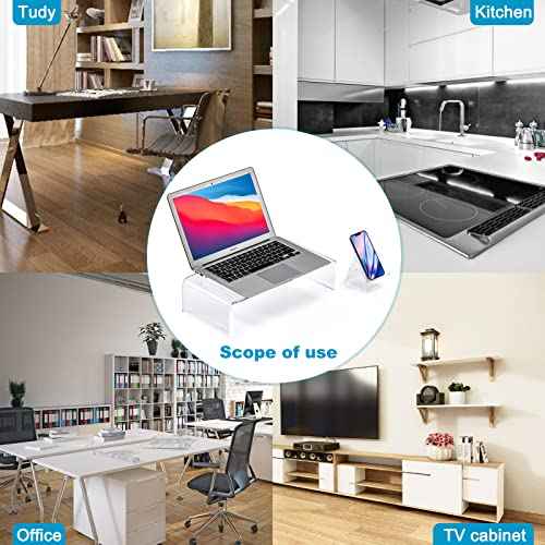Premium Acrylic Monitor Stand | Clear Laptop Riser for Desk, Office and Home | Computer Stand for TV, Printer, and More | 16" L x 8" W x 4" H with Bonus Phone Stand