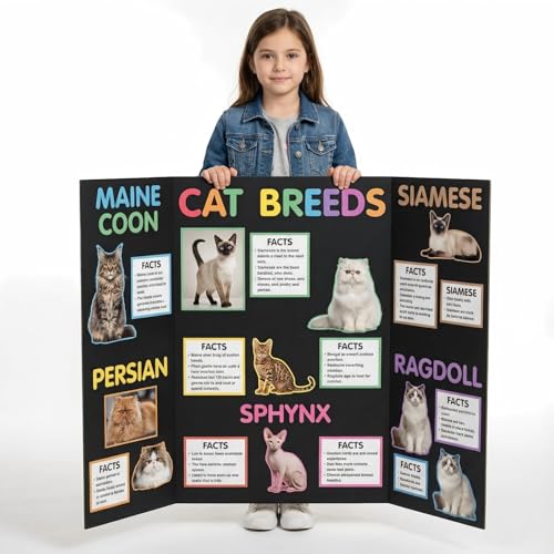 VinTS 4 Pack 36x48 Black Trifold Poster Boards for Presentations and Displays