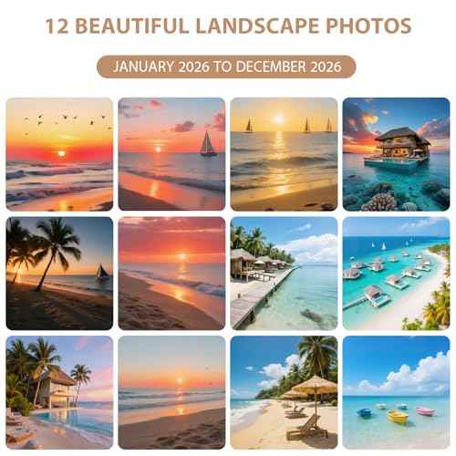 2026 Wall Calendar, 12 Months Calendar 2026 (January-December), 12" x 24" Opened, Nature Landscape Planner for Organizing & Planning, Office, Teacher and Home Supplies, Giftable