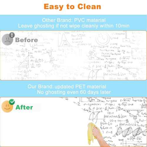 Nortix Whiteboard Wallpaper, Whiteboard Contact Paper, White Board Sticker, Stain-Proof, Super Sticky Peel and Stick Dry Erase Roll for School/Office/Home, 1.45x11ft (2)