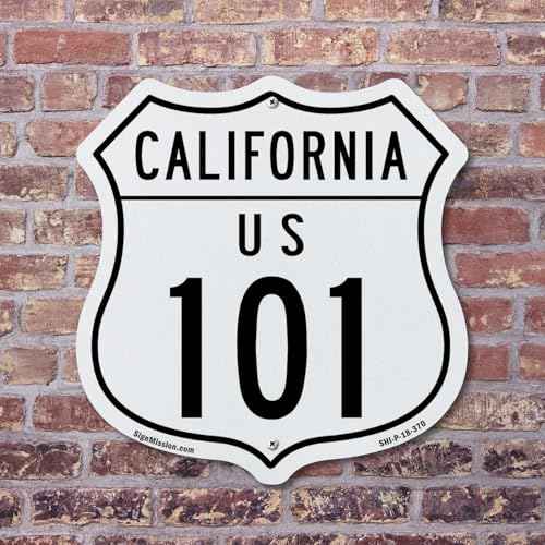 California Route Marker Shield Sign Us 101 (2 Pack) 18 inch X 18 inch Shield Shaped Commercial Grade Plastic Signs Weather Resistant, UV Protected for Workplace Made in the USA