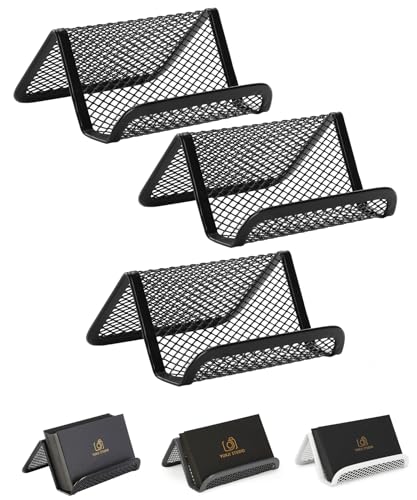 Mr. Pen Black Metal Mesh Business Card Holders 3-Pack for Office & Travel