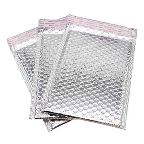 KEILEOHO 75 Pack 6x9 Inch Metallic Bubble Mailers, Silver Padded Mailing Envelopes, Foil Self Seal Shipping Bags for mailing, packing. Wholesale price.
