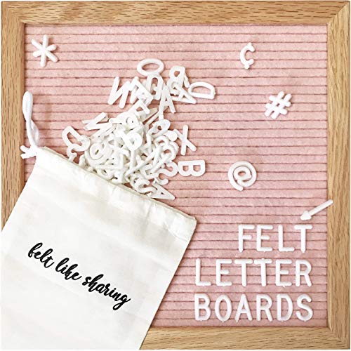 Felt Like Sharing Light Pink Felt Letter Board – 10x10 Inches with Oak Frame