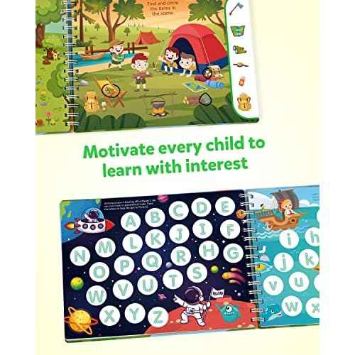 Coogam Magic Writing Practice for Preschool with Color Pattern, Learn to Write Workbook for Kids Age 3-12 Toys, Reusable Alphabet Numbers Tracing Book Learning Activities