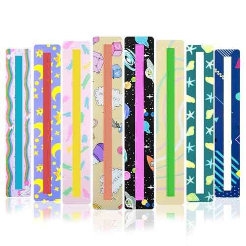 8PCS Guided Reading Strips,Ymapinc Color Reading Trackers for Kids Bookmark Help with Dyslexia Children Highlighter Trackers Teacher Education Classroom Supplies