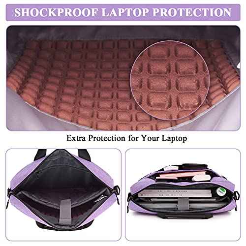 RAVUO Laptop Bag for Women, 15.6 inch Lightweight Shoulder Bag Water Resistant Shockproof Laptop Sleeve Case Business Briefcase with Shoulder Strap Purple