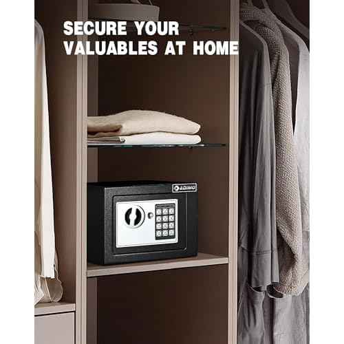 ADIMO Small Safe Box for College Dorm Room, 0.23 Cubic Feet Money Safe with Keys & Pass Code & Wall Mount Kits, Hidden Home Safe for Money, Jewelry, and Valuable