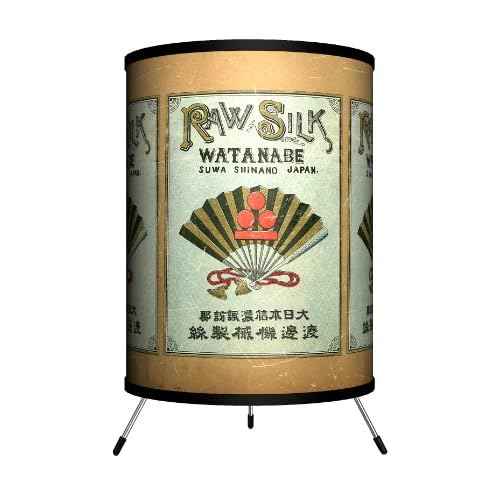 TRI-VLB-WATAN Vintage Labels Watanabe Tripod Lamp, 8" x 8" x 14"