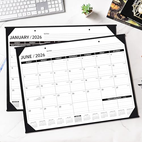 2026 Desk Calendar - JAN. 2026 ? DEC. 2026, 22" x 17", Large Desk Calendar 2026, 12 Monthly Desk/Wall Calendar 2-in-1, Corner Protector, Desk Pad, Large Ruled Blocks