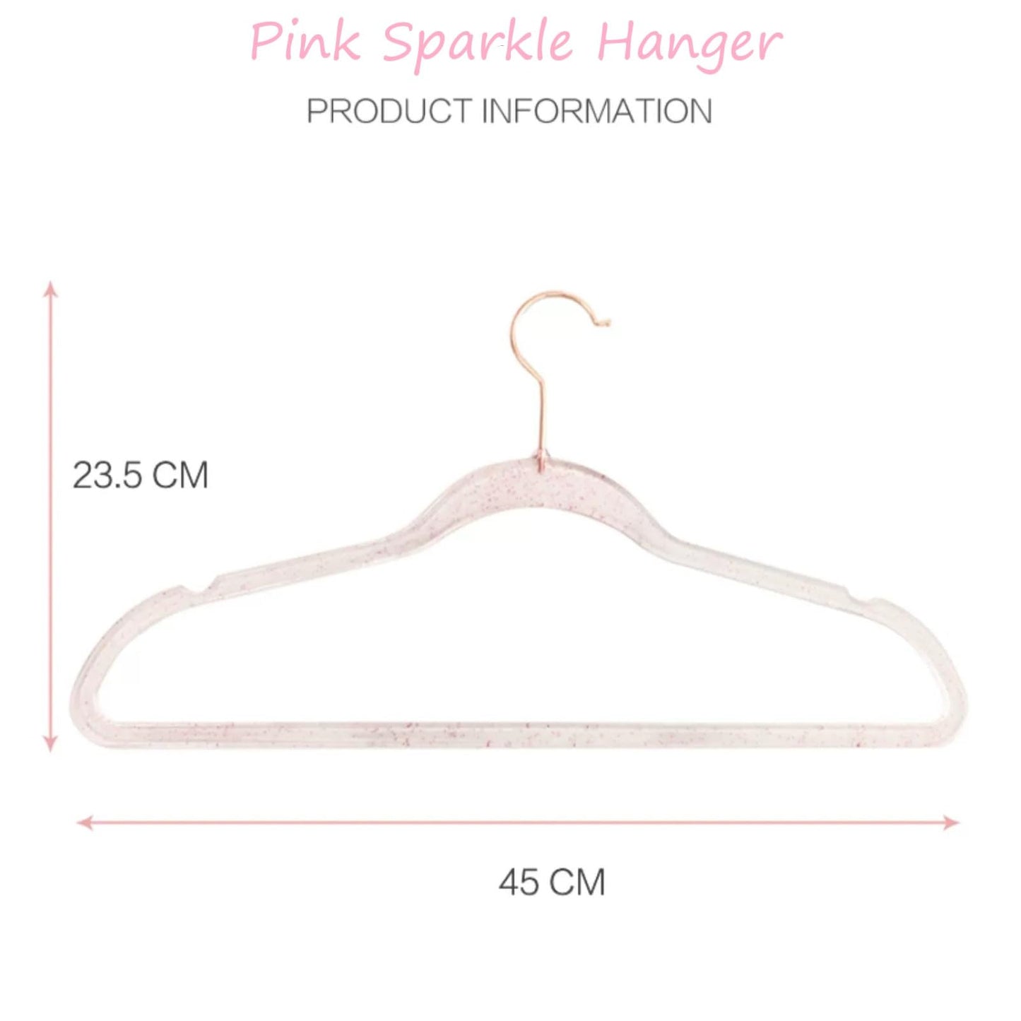 Pink Clothes Hangers 16", 20 Pack Plastic Clear Coat Hanger for Adult Closet, Durable Bling Ganchos de Ropa with Swivel Hook, Notched Shoulders & Ultra-Thin Space Saving Laundry Hanger for Dress Suits