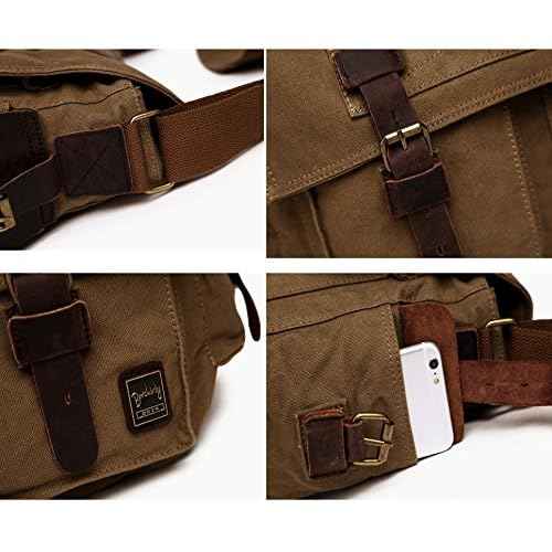 Berchirly Vintage Military Men Canvas Messenger Bag Satchel Travel Shoulder Bags For 13.3-17" Laptop