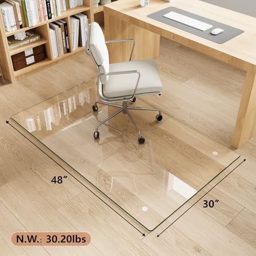 30x48 Tempered Glass Chair Mat for Carpet & Hard Floors - Transparent by MYSUNORIA (30"x48")