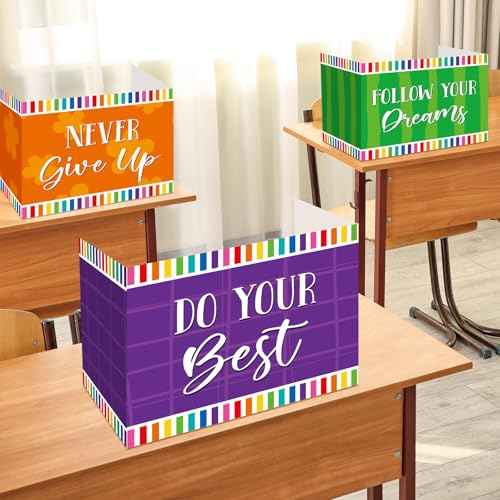 24 Pcs Inspirational Privacy Folders Bulk for Students Cardboard Privacy Boards Desk Divider Panel Waterproof Testing Divider for Classroom Teacher Back to School Study Supplies (Colorful)