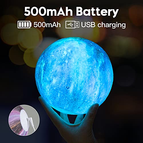 BRIGHTWORLD 5.9 Inch Galaxy Moon Lamp with Wooden Base, 16 Colors LED 3D Night Light, Remote & Touch Control, Gift for Kids & Adults
