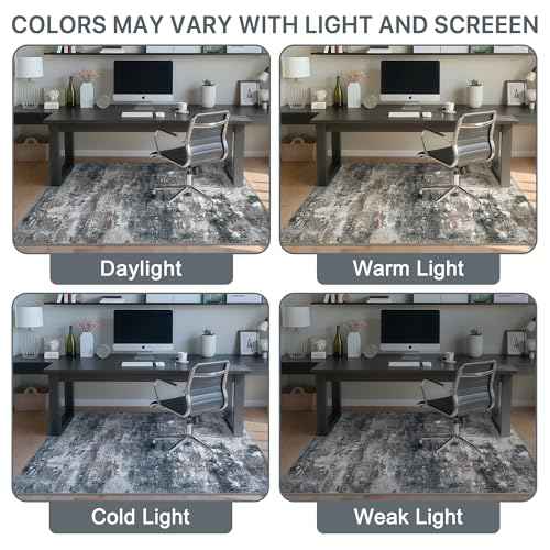 Office Chair Mat for Hardwood Tile Floor, Abstract 48"X 72" Desk Mats for Office Chair on Rolling Chairs Carpet, Desk Anti-Slip 1/5" Thick Rug for Computer Chair, Thin Low-Pile Floor Mat, Dark Gray