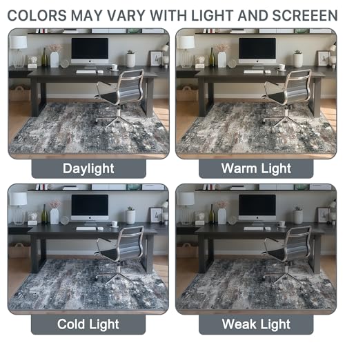 Office Chair Mat for Hardwood Floor Abstract 36x48 Dark Gray - BESBLEE