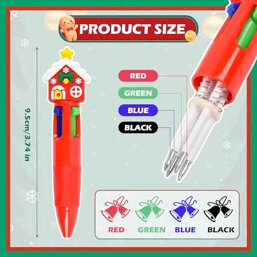 LiYiQ 100 PCS Christmas 4-in-1 Multicolor Pens Bulk for Kids Christmas Stocking Stuffers Christmas Classroom Gifts for Students
