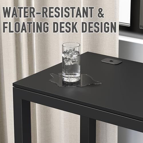 SHW 55-Inch Black L-Shaped Commercial Office Desk - 60" Version with Cable Grommets