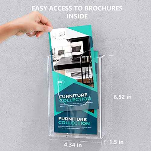 MaxGear Brochure Holder 4x9 inch Acrylic Pamphlet Holder Clear Plastic Flyer Holder Wall Mount for Ofiice, School, Exhibition, 12 Pack