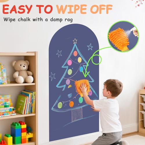 OMKSIH Dusty Blue Magnetic Wall Decal 39.3x17.5 Inches Chalkboard & Memo Board