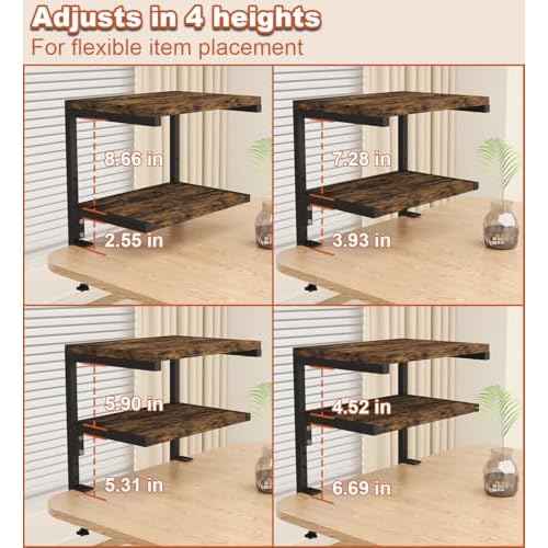 Clamp on Desk Organizer Shelf, Heavy-Duty Desk Extender Side Table with 2-Tier Adjustable Storage Shelves for Desktop Accessories, Gaming Devices, Black