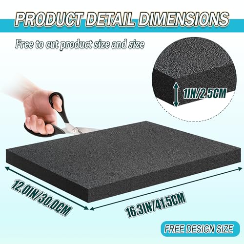 Black Packing Foam Sheets- 8PCS Cuttable Polyurethane Pads Cushioning