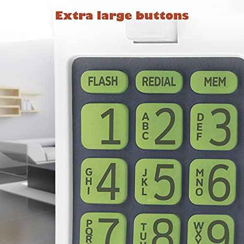 AT&T TRIMLINE 213 Corded Home Phone with Extra Big Buttons & Visual Ringer. No AC Power Required, Improved Easy-Wall-Mount, Lighted Keypad, 10 Speed Dial Keys, Volume Control, Senior Friendly. White