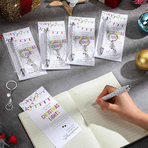 Tondiamo 40 Set Employee Christmas Gifts Bulbs Motivational Ballpoint Pens Thank You Keychain Coworkers Are Like Christmas Light Cards Coworkers Appreciation Gifts for Staff Team Teacher
