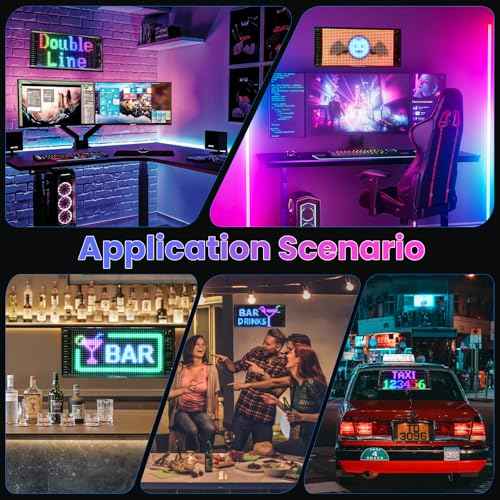Programmable Led Sign, Double Line Digital Led Message Board, Smart Light Strip Flexible Rgb Electronic Signage Banners, Scrolling Text Panel for Car Shop Taxi Rear Window