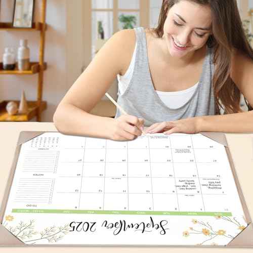 Desk Calendar 2026 with Desk Mat ? 22" x 17" Large Desk Pad Calendar Runs From Sep 2025 to Dec 2026, Floral Design Desktop Calendar with To Do List, Personal Desk Calendar Planner for Home, Office