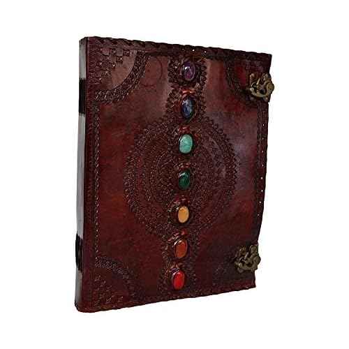 Leather Journal Book Seven Chakra Medieval Stone Embossed Handmade Book of Shadows Notebook Office Diary College Book Poetry Book Sketch Book 10 x 13 inches