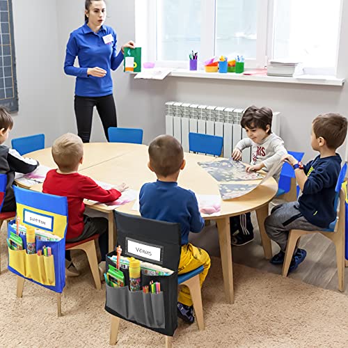 AUVCAS Black Chair Pockets for Classroom, 6-Compartment Student Organizer