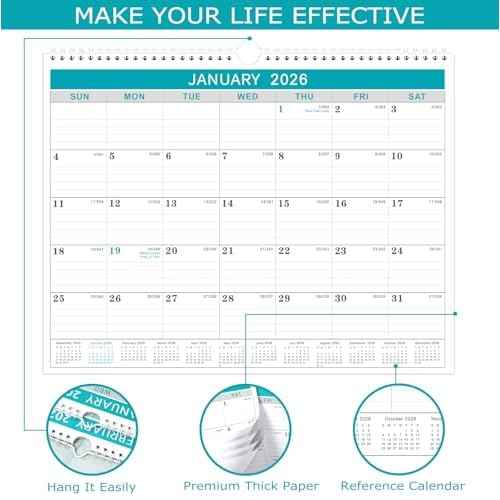 Calendar 2026, 12 Months from January 2026 to December 2026,11.5" x 14.6", with Julian Date