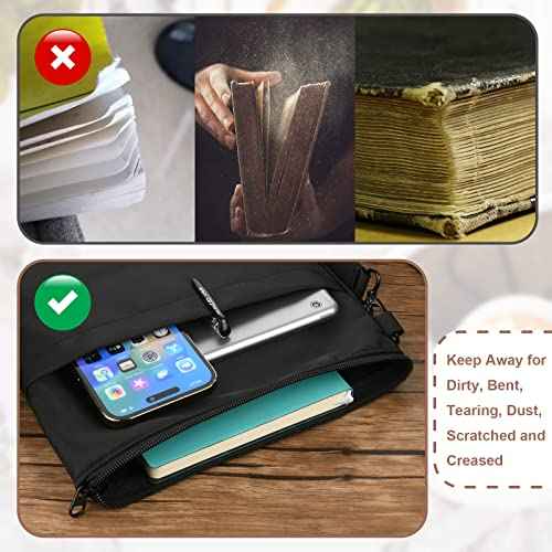 Book Sleeves with Zipper, Travel Book Protector Pouch for Paperbacks & Hardcover Books, Book Covers Bags Carry Case/Front Pocket & Handle Strap for Book Lovers Mother's Day (Black, 1 Pc)
