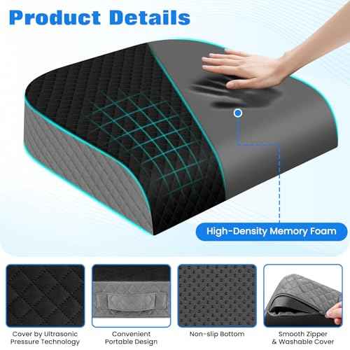 Seat Cushion, Memory Foam Chair Pad, Non-Slip Cushion for Office, Home, Car, Large Desk Chair Cushion, Washable Cover & Handle, X-Large, Black