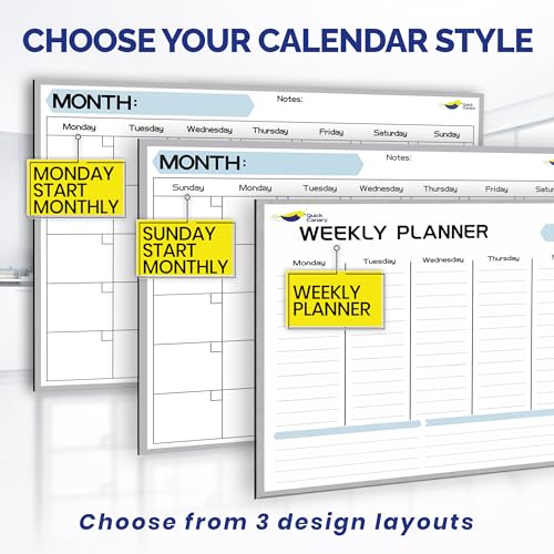 Large Magnetic Refrigerator Calendar with Dry Erase Surface, Sunday Start, 17x12"