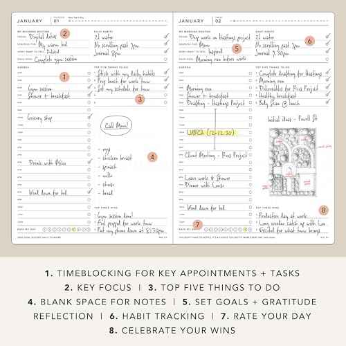 MI GOALS Goal Digger Daily Planner 2026 | Dated Journal for Gratitude, Progress & Habit Tracking | Day-To-A-Page B5 (Black)
