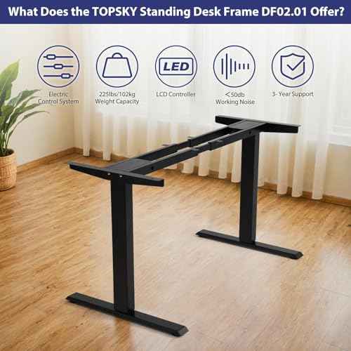 TOPSKY Dual Motor Electric Adjustable Standing for up to 70.8¡±x31.5¡± Table Tops, 225 lbs Weight Capacity, Computer Desk for Home and Office (Black Frame only)