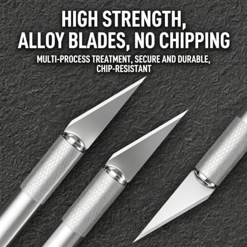 Silver Craft Hobby Knife with 12 Blades & Replacement Kit for Precise Cutting