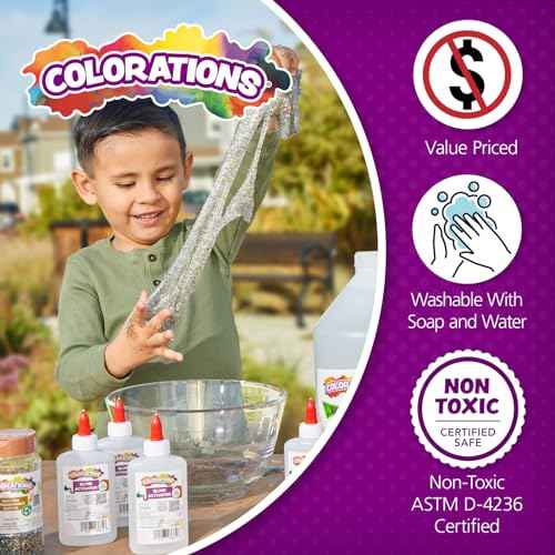 Colorations Washable Clear Glue, 2 Gallons, Dries Clear, Gluing, Crafts, School Supplies, Office, Home, Classroom, Projects, Washable School Glue, Non Toxic