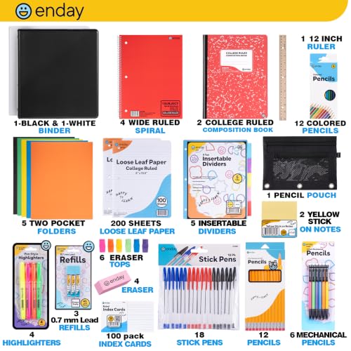 Enday Complete Back to School Supplies Kit for High School & Kids