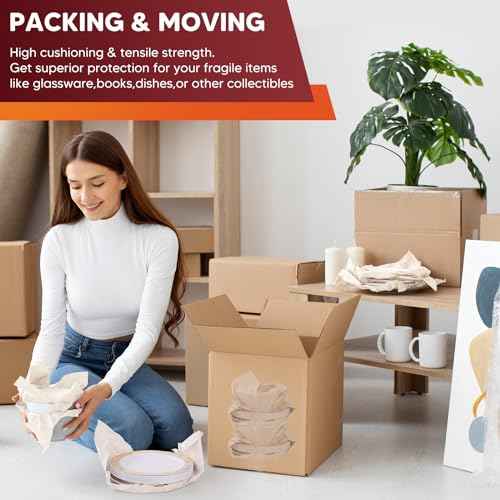 15" x 12" Packing Paper Sheets for Moving Supplies, Newsprint Paper for Moving Boxes, Wrapping Paper for Moving, Shipping, Packaging, Small Packing Box, Dishes Glasses Box Filler Materials 80 Sheets
