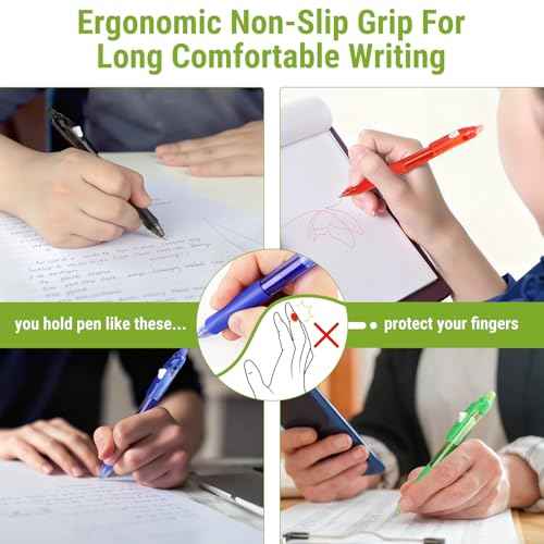 Erasable Pens 0.7mm - Black & Blue Gel Ink, Quick-Drying, Comfort Grip Writing Pens for School, Office, Exams - Gift Set for Students, Kids & Artists