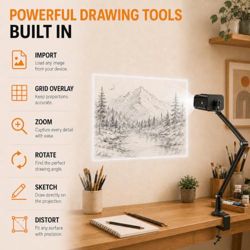 WiFi Art Projector for Tracing & Drawing, HD 1280×720, Adjustable Size