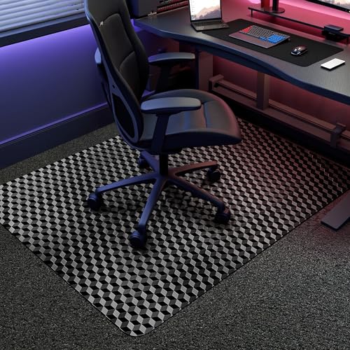 BesWin 30x48 inch Chair Mat for Low-Pile Carpets, Thick PVC Carpet Protector for Office & Gaming Chairs (Black)